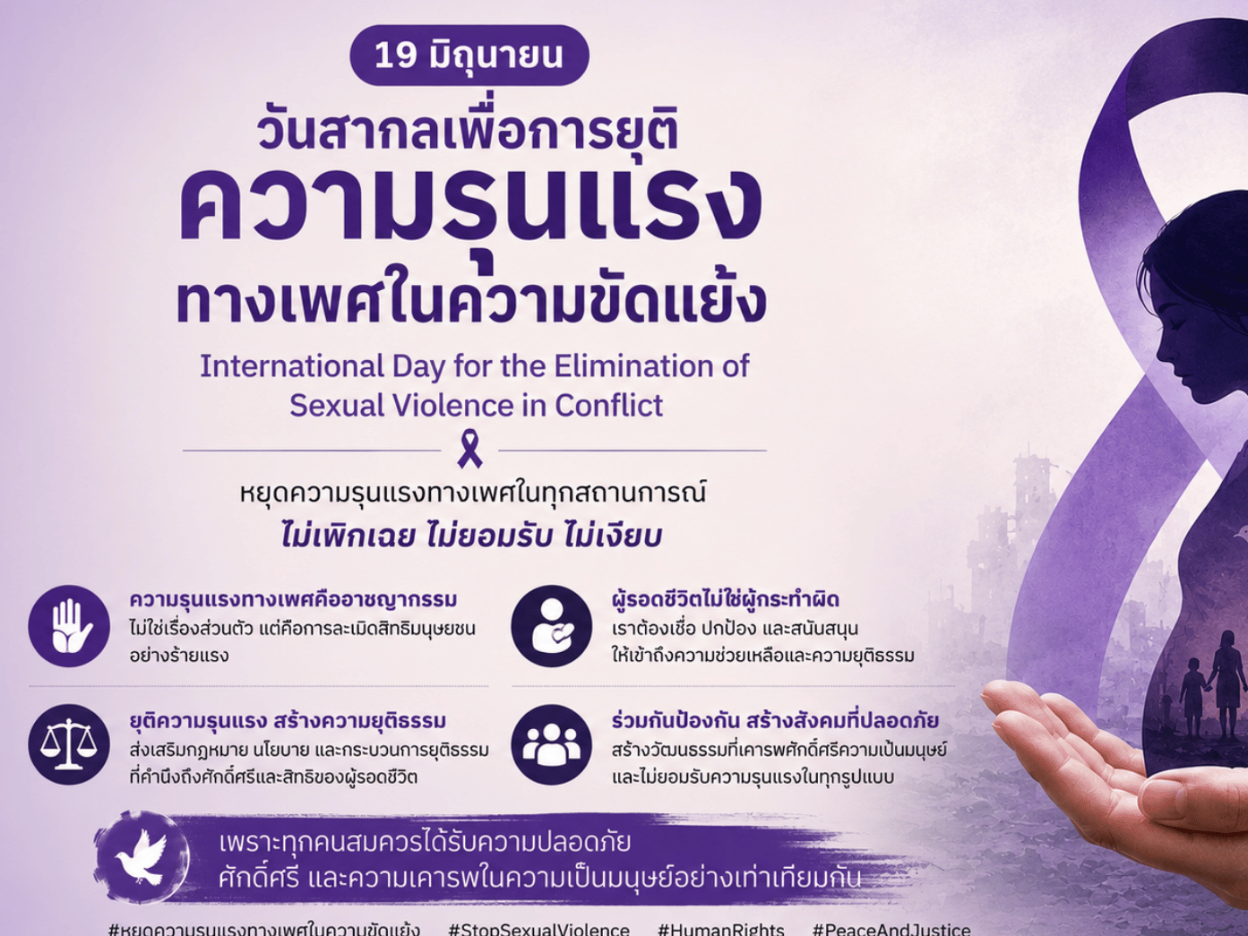 🕊️ 19 มิถุนายน : วันสากลเพื่อการยุติความรุนแรงทางเพศในความขัดแย้ง